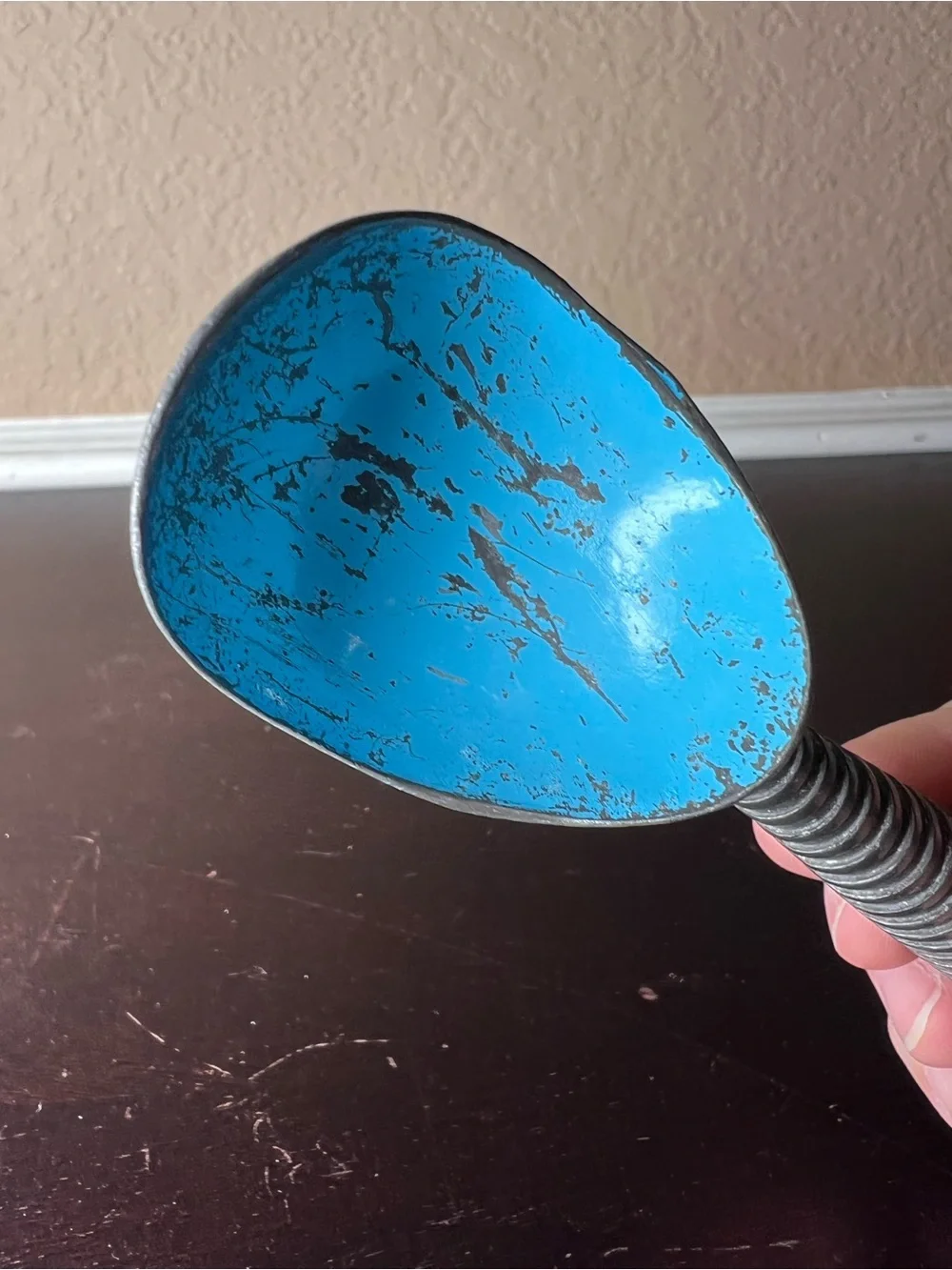 Vintage 1950s Robin’s Egg Blue Aluminum Monobody Ice Cream Scoop, Kitchenalia